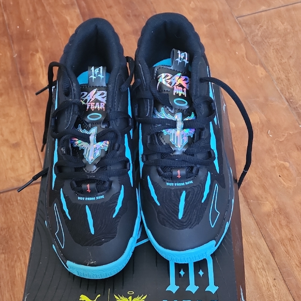 Puma Kids Black and Blue Sneakers